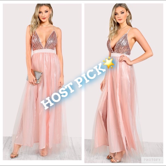 NEW•M-XL•STUNNING Selina Shimmer & Shine CrossBack Gown NWT• - Picture 3 of 14